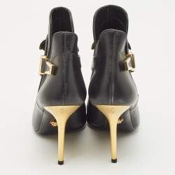 Versace Black Leather Palazzo Ankle Booties Size 37