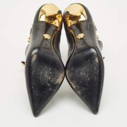Versace Black Leather Palazzo Ankle Booties Size 37
