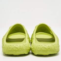 Versace Neon Green Baroque Medusa Embossed Rubber Pool Slide Sandals Size 40
