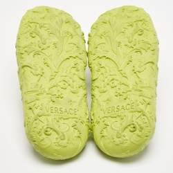 Versace Neon Green Baroque Medusa Embossed Rubber Pool Slide Sandals Size 40