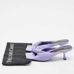 Versace Purple Pleated Leather Plisse Slide Sandals Size 37