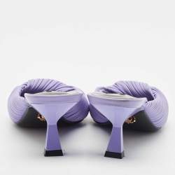 Versace Purple Pleated Leather Plisse Slide Sandals Size 37