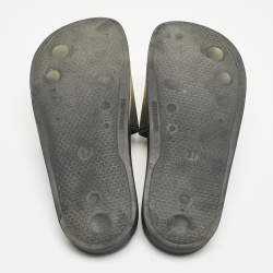 Versace Gold/Black Rubber Medusa Flat Pool Slide Sandals Size 37