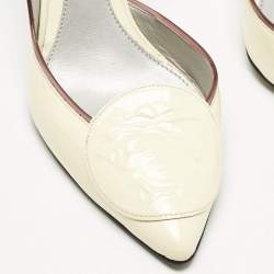 Versace Cream Patent Leather Medusa Pointed Toe D'orsay Pumps Size 36