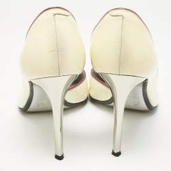 Versace Cream Patent Leather Medusa Pointed Toe D'orsay Pumps Size 36