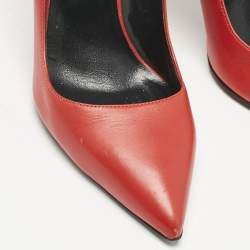 Versace Red Leather Medusa Heel Pointed Toe Pumps Size 38