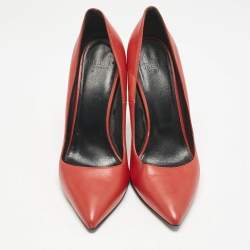 Versace Red Leather Medusa Heel Pointed Toe Pumps Size 38