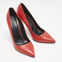 Versace Red Leather Medusa Heel Pointed Toe Pumps Size 38