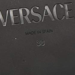 Versace Blue Satin Medusa Biggie Platform Slide Sandals Size 38