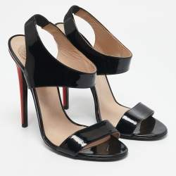 Versace Black Patent Leather Ankle Strap Sandals Size 40