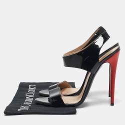 Versace Black Patent Leather Ankle Strap Sandals Size 40