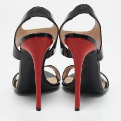 Versace Black Patent Leather Ankle Strap Sandals Size 40