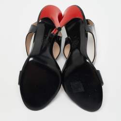 Versace Black Patent Leather Ankle Strap Sandals Size 40