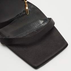 Pre Owned Versace Black Satin Medusa T-Strap Sandals Size 39