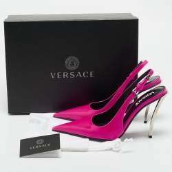 Pre Owned Versace Pink Leather Pin-Point Slingback Pumps Size 37.5