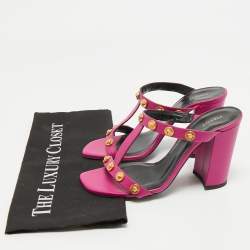 Versace Purple Leather Medusa Embellished Sandals Size 37