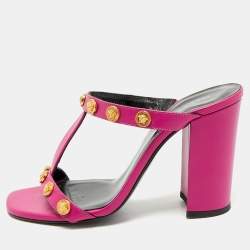 Versace Purple Leather Medusa Embellished Sandals Size 37