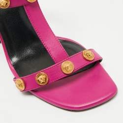 Versace Purple Leather Medusa Embellished Sandals Size 37