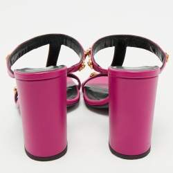 Versace Purple Leather Medusa Embellished Sandals Size 37