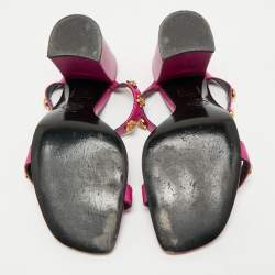 Versace Purple Leather Medusa Embellished Sandals Size 37