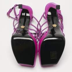 Versace Fuchsia Suede Greca Caged Platform Sandals Size 40