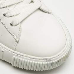 Versace White/Gold Leather La Greca Lace Up Sneakers Size 38