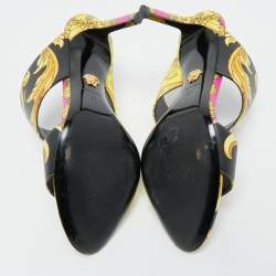 Versace Multicolor Baroque Print Leather Tribute Sandals Size 37