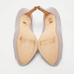 Pre Owned Versace Purple Embroidered Leather Peep Toe Platform Pumps Size 38