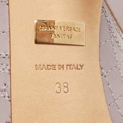 Pre Owned Versace Purple Embroidered Leather Peep Toe Platform Pumps Size 38