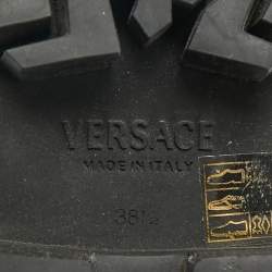 Pre Owned Versace Black Leather Over The Knee Boots Size 38.5