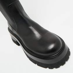 Pre Owned Versace Black Leather Over The Knee Boots Size 38.5