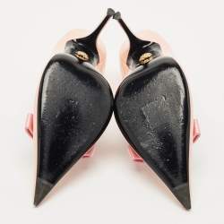 مملوكة مسبقًا حذاء كعب عالي فيرساتشي شريط جياني جلد براءات وردي مقاس 38