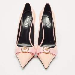 مملوكة مسبقًا حذاء كعب عالي فيرساتشي شريط جياني جلد براءات وردي مقاس 38