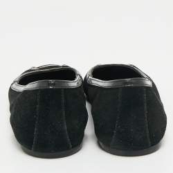 Pre Owned Versace Black Suede and Patent Leather Ballet Flats Size 39