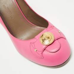 Pre Owned Versace Pink Leather Medusa Pumps Size 38