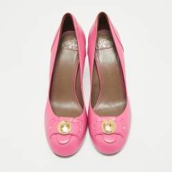 Pre Owned Versace Pink Leather Medusa Pumps Size 38
