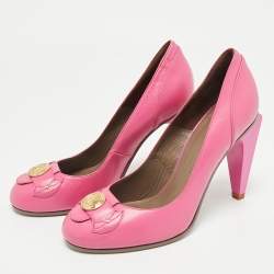Pre Owned Versace Pink Leather Medusa Pumps Size 38