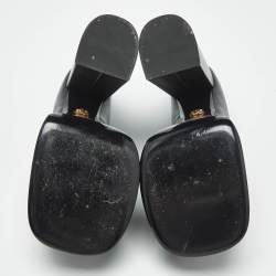 مملوكة مسبقًا Versace Black Leather Aevitas Block Heel Pumps Size 37