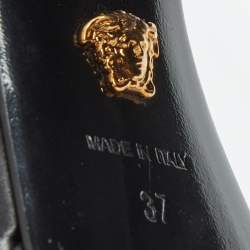 مملوكة مسبقًا Versace Black Leather Aevitas Block Heel Pumps Size 37