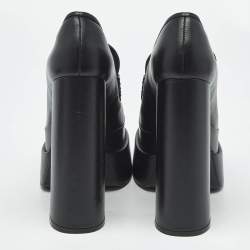 مملوكة مسبقًا Versace Black Leather Aevitas Block Heel Pumps Size 37