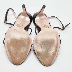 Pre Owned Versace Black Leather La Medusa Strappy Sandals Size 38