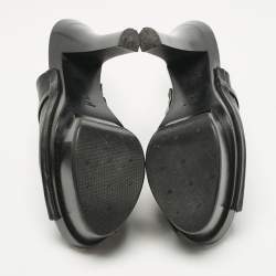 Pre Owned Versace Black Leather and Wooden Platform Medusa Sandals Size 39