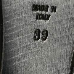 Pre Owned Versace Black Leather and Wooden Platform Medusa Sandals Size 39