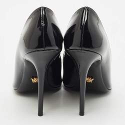 Pre Owned Versace Black Patent Leather La Medusa Pumps Size 38