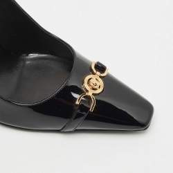 Pre Owned Versace Black Patent Leather La Medusa Pumps Size 38
