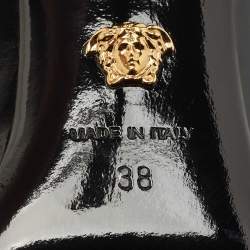 Pre Owned Versace Black Patent Leather La Medusa Pumps Size 38
