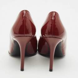 Pre Owned Versace Burgundy Patent Medusa Pointed Toe Pumps Size 38