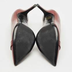 Pre Owned Versace Burgundy Patent Medusa Pointed Toe Pumps Size 38