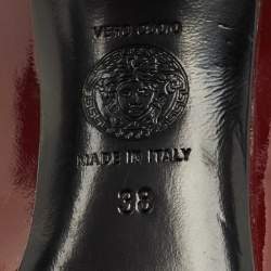 Pre Owned Versace Burgundy Patent Medusa Pointed Toe Pumps Size 38