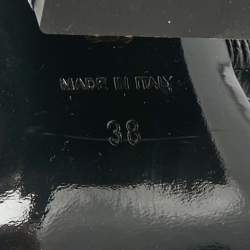 Pre Owned Versace Black Leather Ankle Wrap Block Heel Pumps Size 38